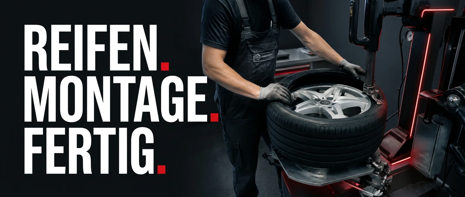 Mechaniker bei der professionellen Reifenmontage